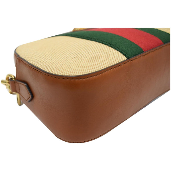 GUCCI Vintage Web Canvas Shoulder Bag Beige 575073