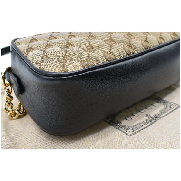 GUCCI GG Marmont Small Matelasse Canvas Leather Crossbody Bag Beige 447632