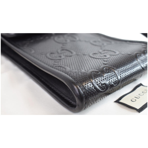 GUCCI GG Embossed Leather Mini Messenger Bag Black 625571