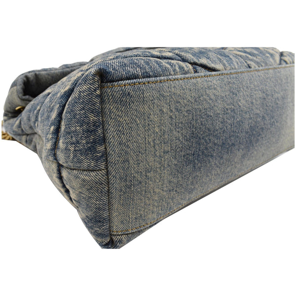 YVES SAINT LAURENT Vintage Puffer Medium Denim Canvas Shoulder Bag Blue