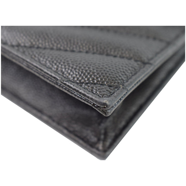 YVES SAINT LAURENT Envelope Monogram Leather Crossbody Chain Wallet Black