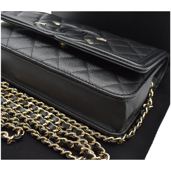 CHANEL CC Filigree Small Flap Caviar Leather Crossbody Bag Black