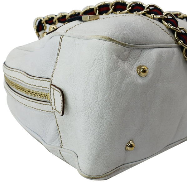 GUCCI Capri Large Leather Bowler Bag White 153013