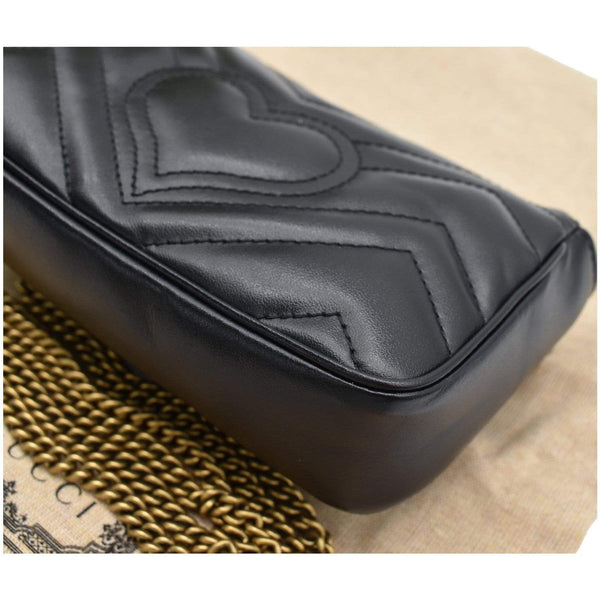 GUCCI Marmont Super Mini Matelasse Leather Crossbody Bag Black