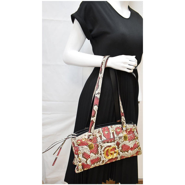 Gucci Large Arli Snakeskin Leather Shoulder Bag Multicolor