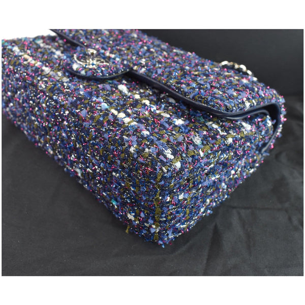 CHANEL Classic Double Flap Tweed Fabric Shoulder Bag Multicolor