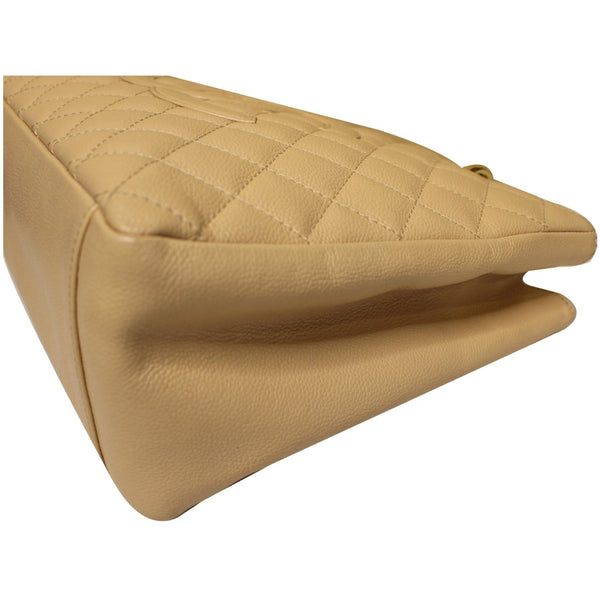 CHANEL Grand Shopping Caviar Leather Tote Shoulder Bag Beige