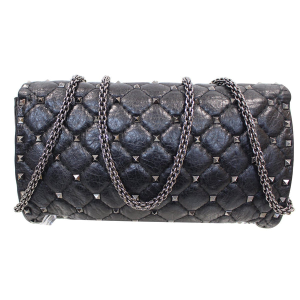 VALENTINO Garavani Rockstud Spike Chain Leather Crossbody Bag Black