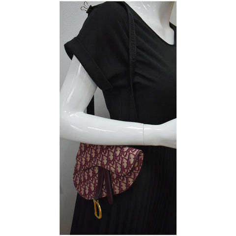 CHRISTIAN DIOR Saddle Oblique Jacquard Belt Bag Burgundy