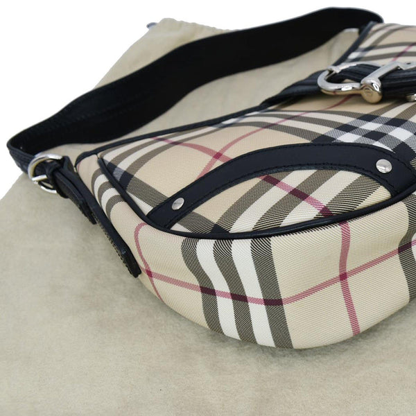 BURBERRY Buckle Small House Check Hobo Shoulder Bag Black