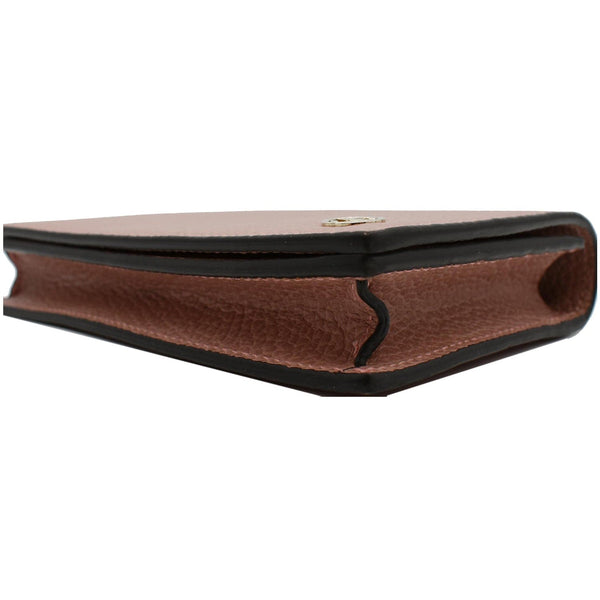 GUCCI Chain Wallet Pebbled Leather Clutch Bag Pink 466506