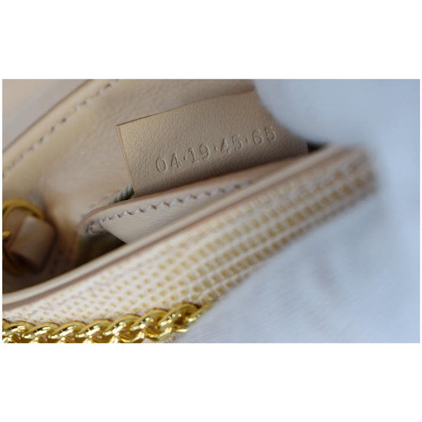 CHLOE Aby Lock Small Embossed/Calfskin Leather Chain Shoulder Bag Beige