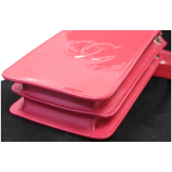 Chanel O-Phone Holder Patent Leather handbag close view
