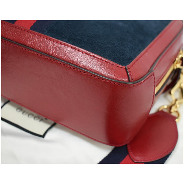 GUCCI Ophidia GG Small Web Suede Leather Top Handle Shoulder Bag Red 550622