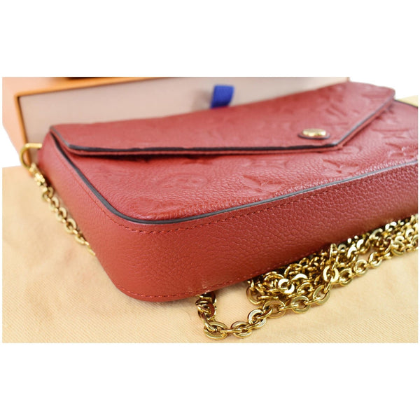 LOUIS VUITTON Pochette Felicie Empreinte Leather Crossbody Bag Red