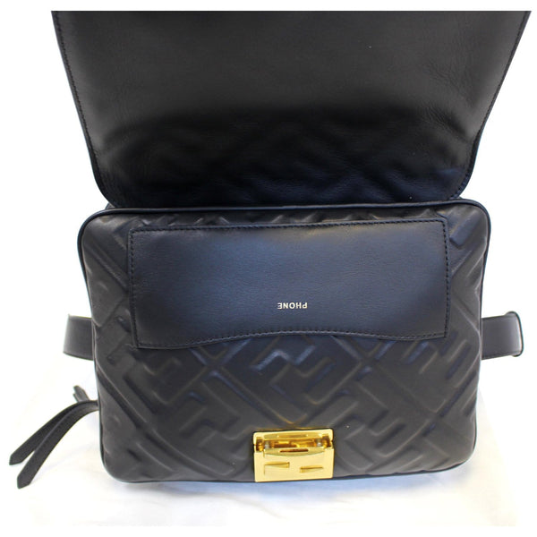 Fendi Upside Down Leather Belt Bag in Black inside view