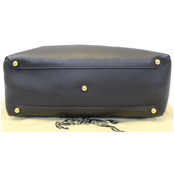 BURBERRY Large Banner Calf Leather House Check Tote Bag Black