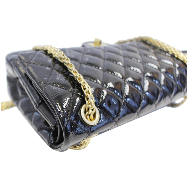 CHANEL Reissue Double Flap Patent Leather Shoulder Bag Black