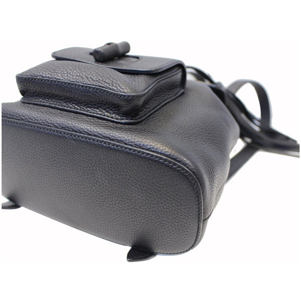 Gucci Bamboo Pebbled Leather Backpack Bag Black - bottom corner