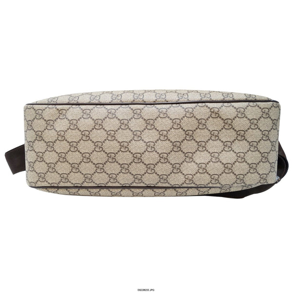 GUCCI Men's Beige/Ebony GG Plus Coated Canvas Messenger Crossbody Bag-US