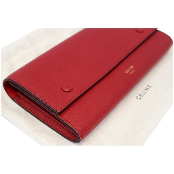 CELINE Large Flap Multifunction Leather Wallet Red-US