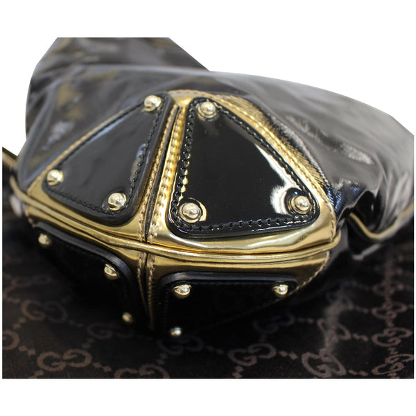 GUCCI Indy Babouska Leather Top Handle Shoulder Bag Black 185566