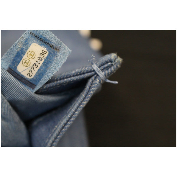 Chanel Boy The 27th Mini Denim Shoulder Bag Blue inside view