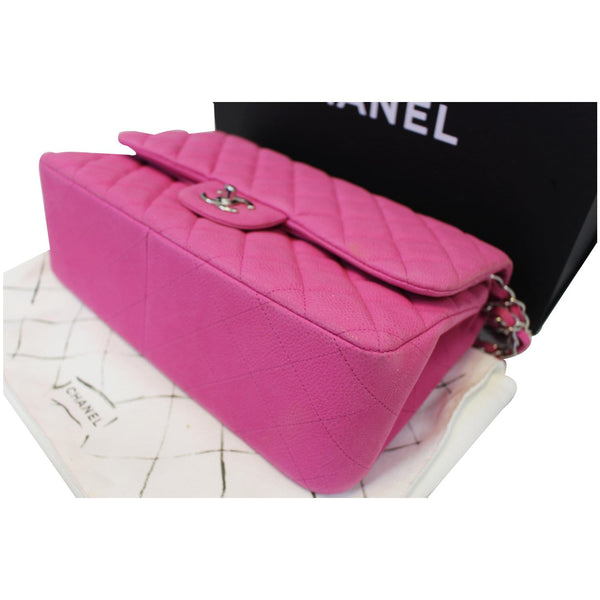 CHANEL Jumbo Double Flap Caviar Quilted Shoulder bag Pink