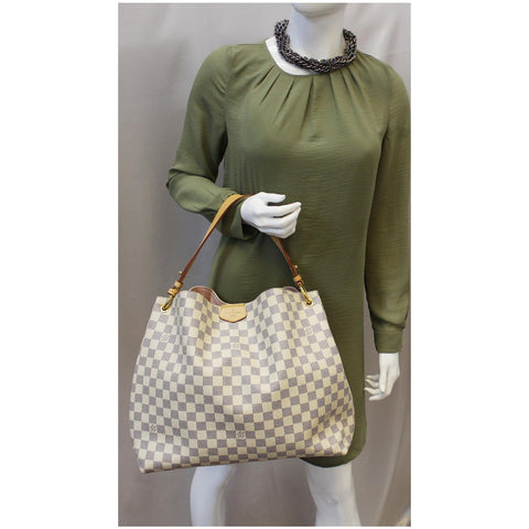 LOUIS VUITTON Graceful MM Damier Azur Shoulder Bag White-US