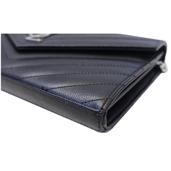 YVES SAINT LAURENT Monogram Grain De Poudre Chain Wallet Black