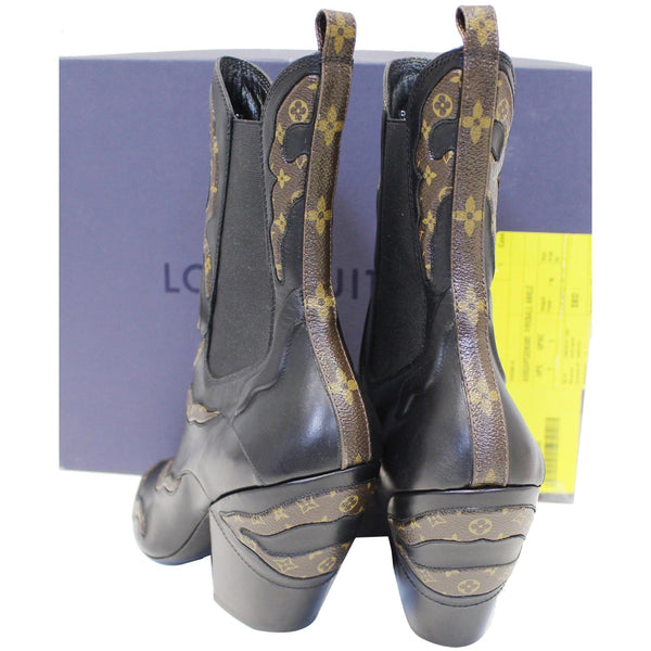 Back side LV Fireball Leather Monogram Ankle Boots