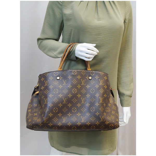 LOUIS VUITTON Montaigne GM Monogram Canvas Shoulder Bag Brown