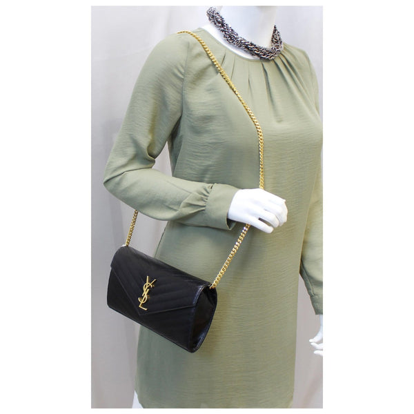 YVES SAINT LAURENT Matelasse Envelope Chain Wallet Black