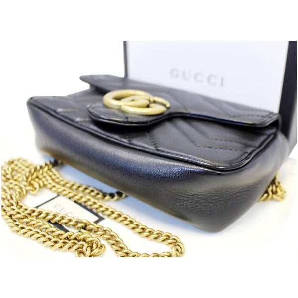 GUCCI GG Marmont Matelasse Black Leather Super Mini Crossbody Bag-US