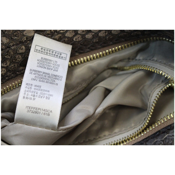 BURBERRY Large Python Leather Tote Shoulder Bag Brown