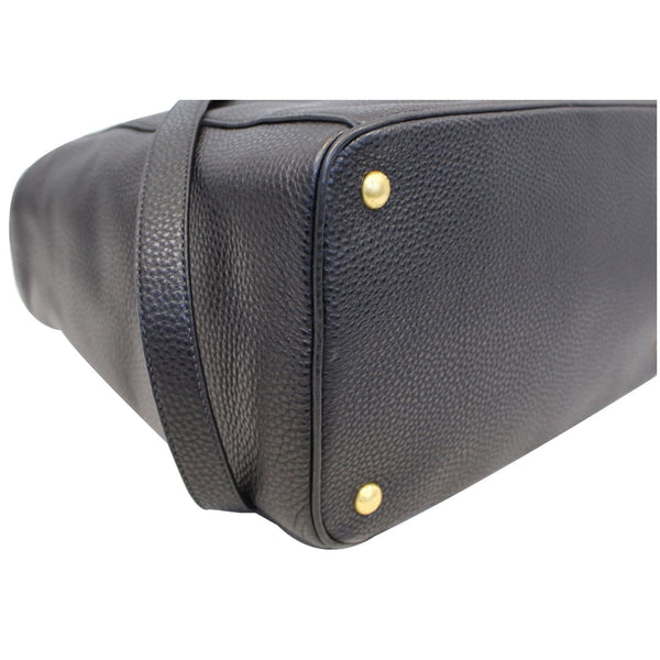 PRADA Vitello Daino Leather Shopping Tote Bag Black