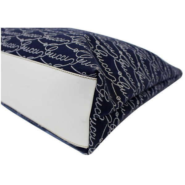 GUCCI Large Blue Canvas White Script Tote Bag 257245