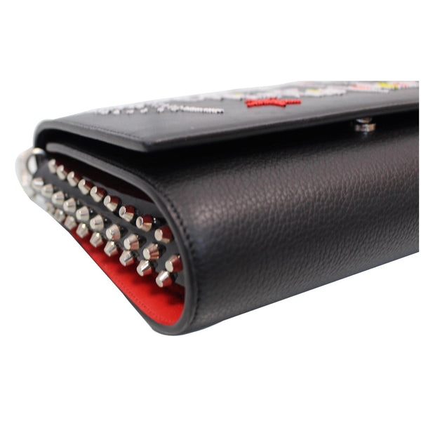 CHRISTIAN LOUBOUTIN Paloma Loubitag Leather Chain Clutch Bag Black
