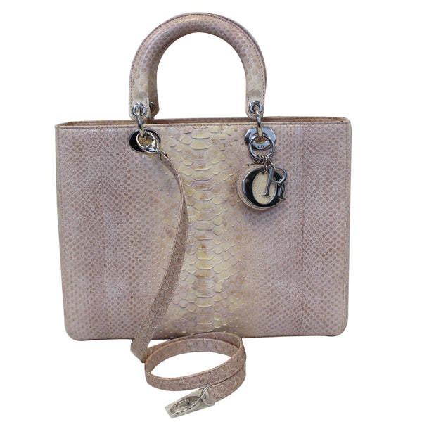 Christian Dior Lady Dior Large Python Shoulder Bag Blush Pink