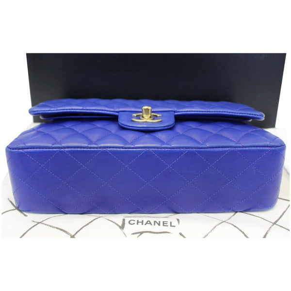 CHANEL Medium Double Flap Calfskin Quilted Shoulder bag Blue