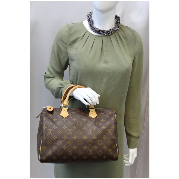 LOUIS VUITTON Speedy 30 Monogram Canvas Satchel Handbag Brown