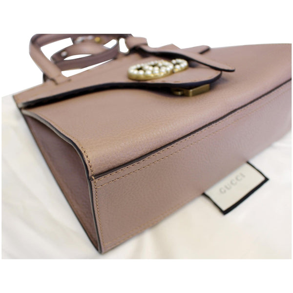 GUCCI GG Marmont Leather Top Handle Shoulder Bag Taupe 442622