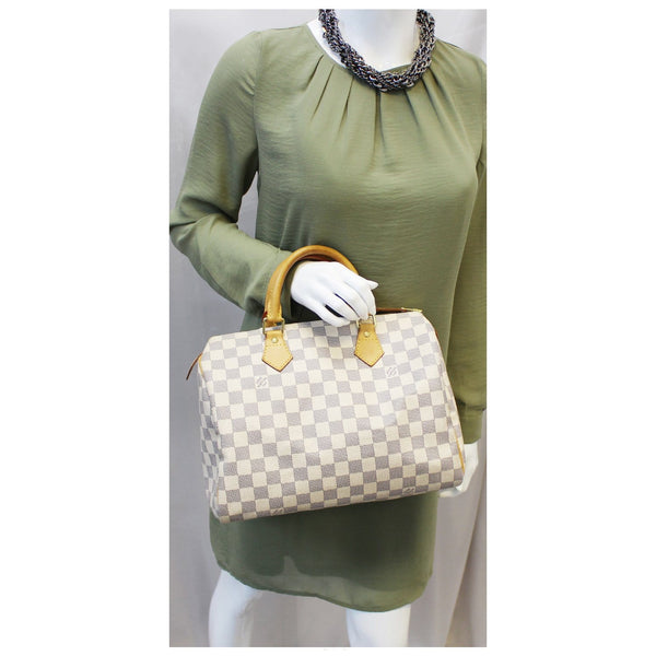 LOUIS VUITTON Damier Azur Speedy 30 Satchel Handbag-US