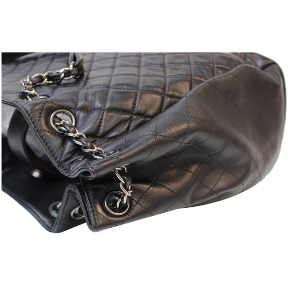 CHANEL Drawstring Bucket Quilted Lambskin Leather Shoulder Bag Black