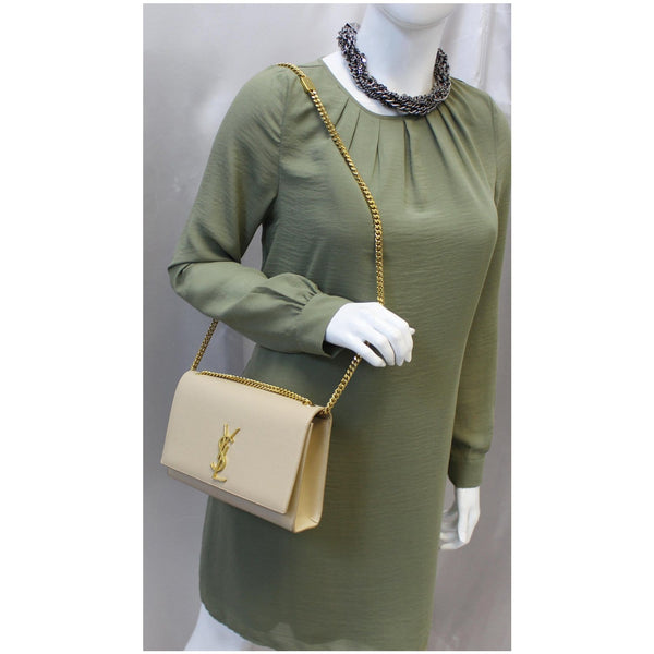 YVES SAINT LAURENT Kate Medium Leather Crossbody Bag Beige