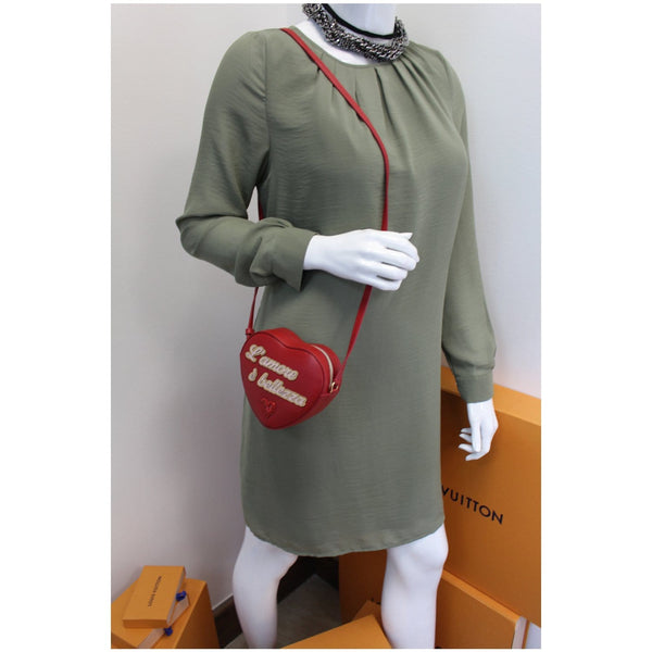 DOLCE & GABBANA L'amore Heart Leather Shoulder Bag Red