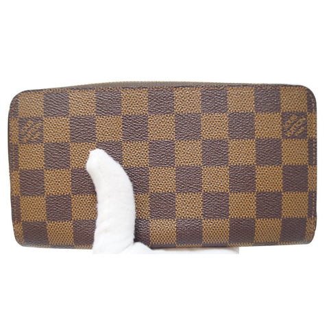 LOUIS VUITTON Zip Around Damier Ebene Wallet Brown