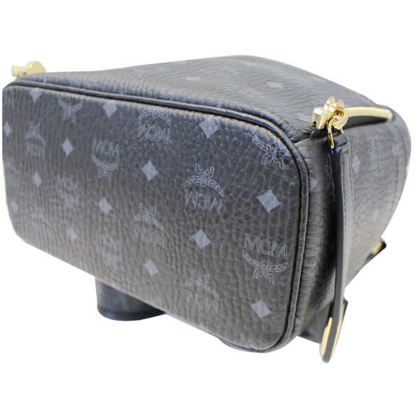 MCM Stark Visetos Backpack Bag Black - bottom view
