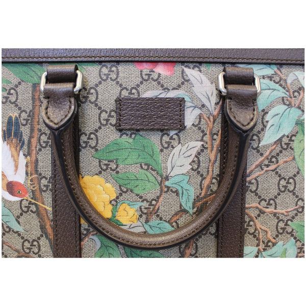 GUCCI GG Supreme Monogram Tian Print Tote Shoulder Bag Maple Brown 406387