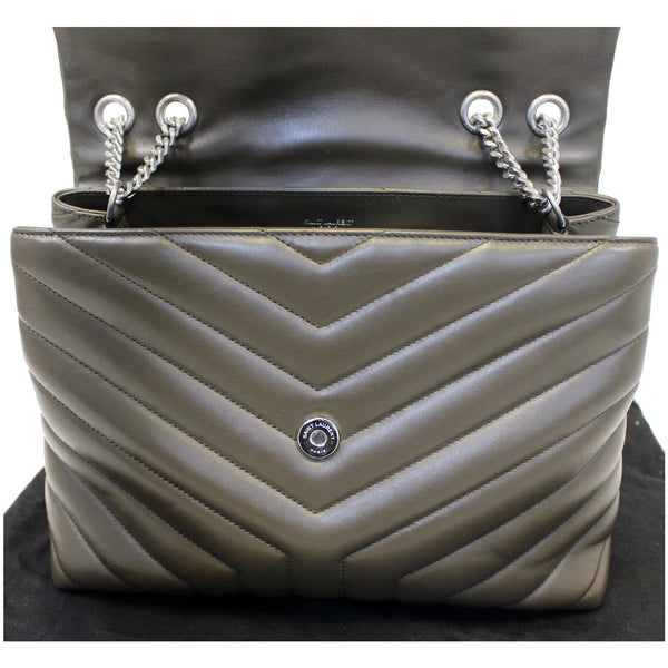 YVES SAINT LAURENT Matelasse Loulou Monogram Calfskin Shoulder Bag Grey